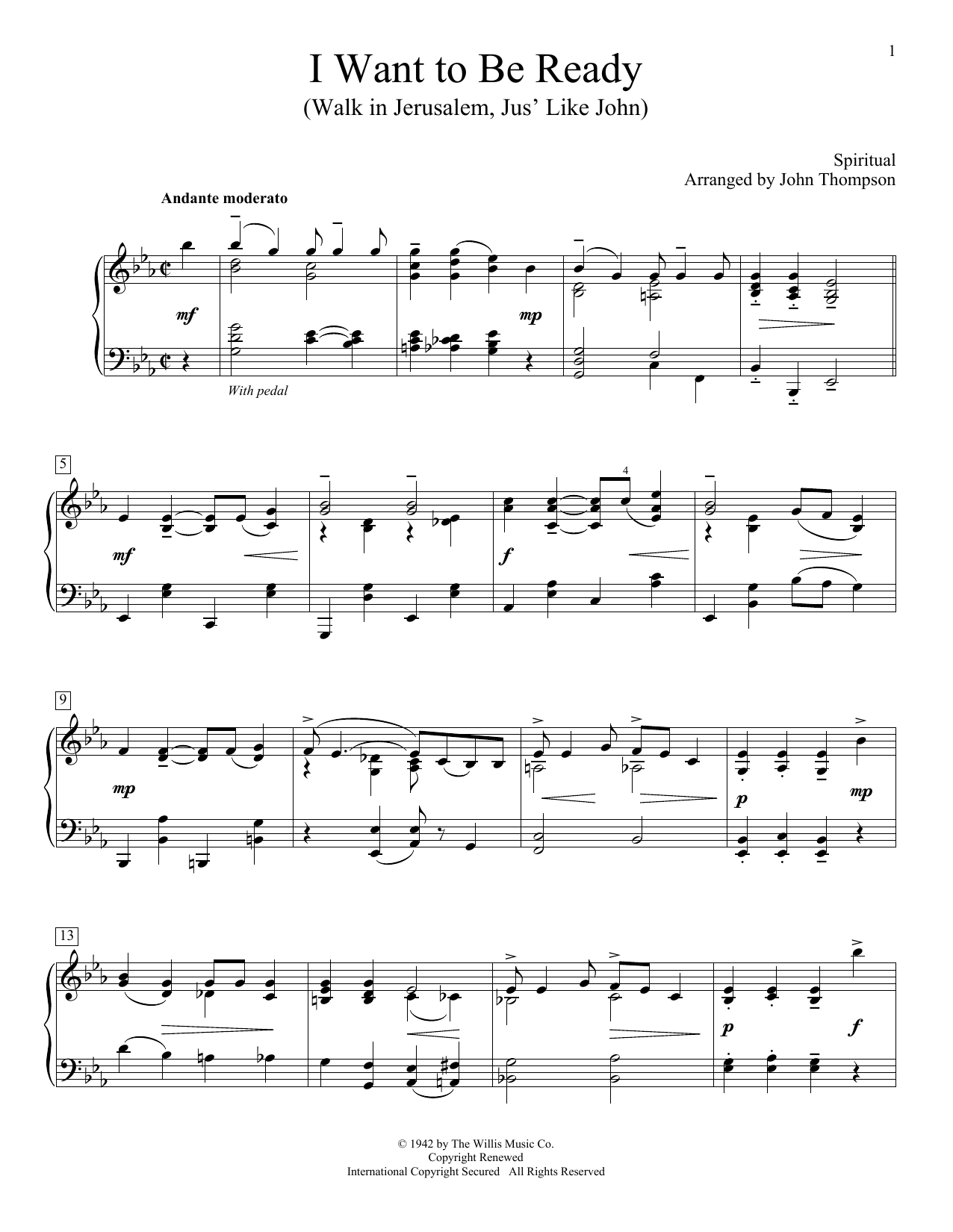 Download John Thompson I Want To Be Ready (Walk In Jerusalem, Jus' Like John) Sheet Music and learn how to play Easy Piano PDF digital score in minutes