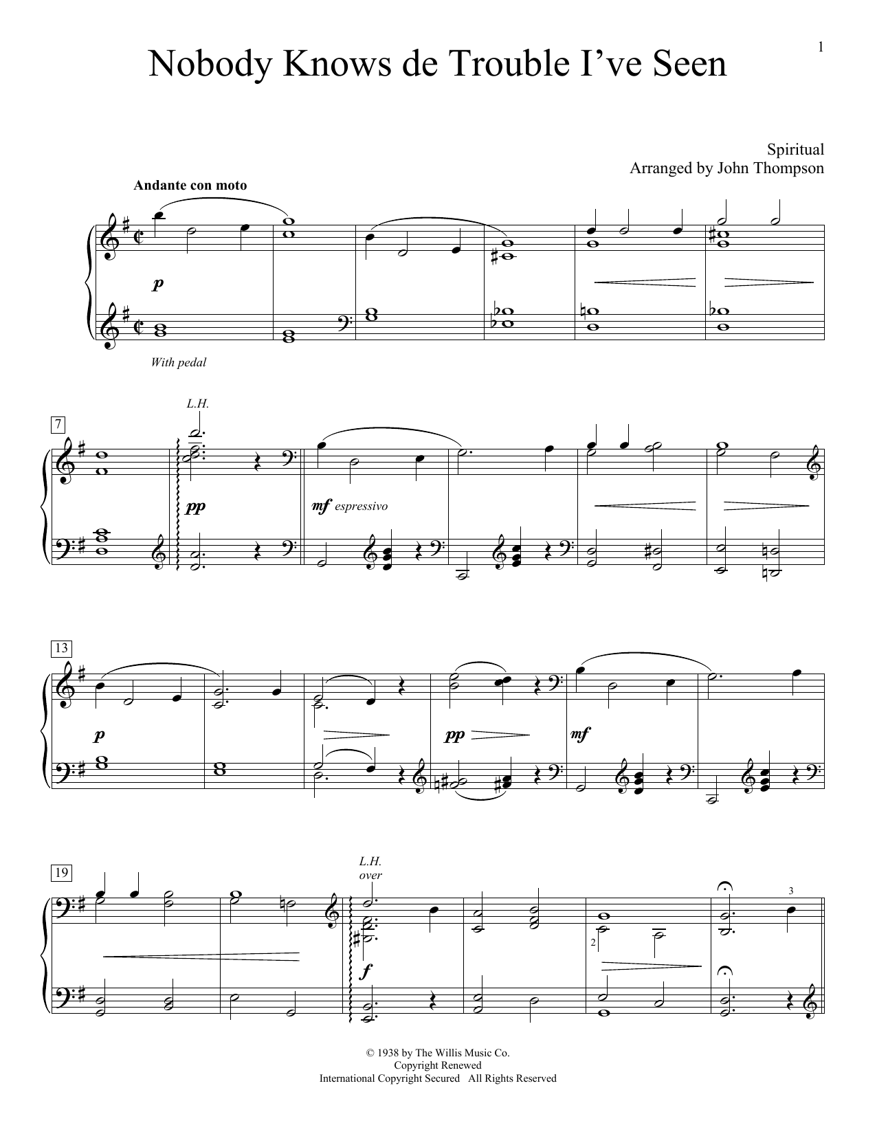 Download Traditional Spiritual Nobody Knows De Trouble I've Seen Sheet Music and learn how to play Easy Piano PDF digital score in minutes