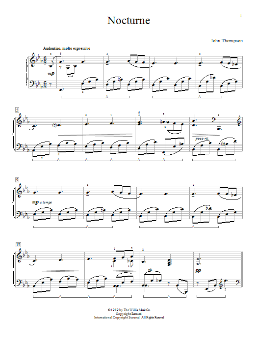 Download John Thompson Nocturne Sheet Music and learn how to play Easy Piano PDF digital score in minutes