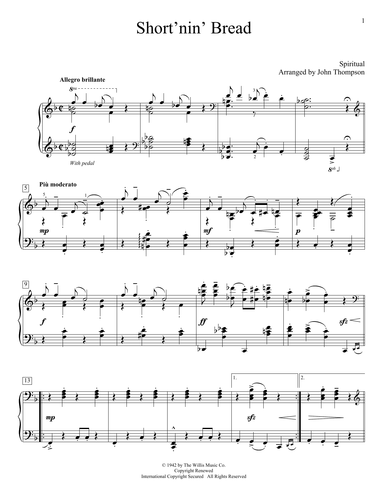 Download Traditional Spiritual Short'nin' Bread Sheet Music and learn how to play Easy Piano PDF digital score in minutes
