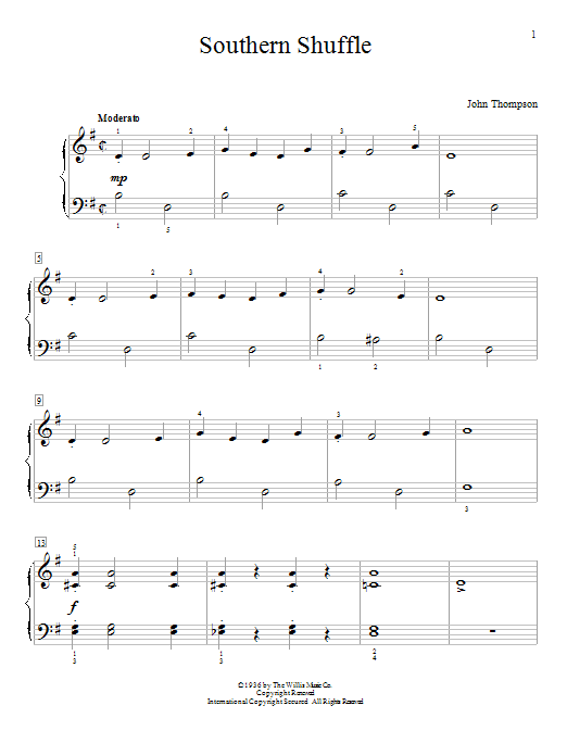 Download John Thompson Southern Shuffle Sheet Music and learn how to play Easy Piano PDF digital score in minutes