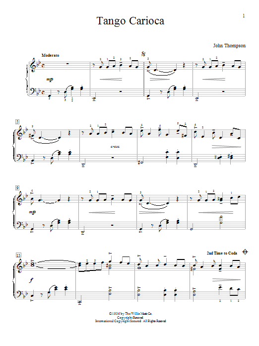 Download John Thompson Tango Carioca Sheet Music and learn how to play Easy Piano PDF digital score in minutes
