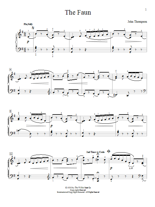 Download John Thompson The Faun Sheet Music and learn how to play Easy Piano PDF digital score in minutes