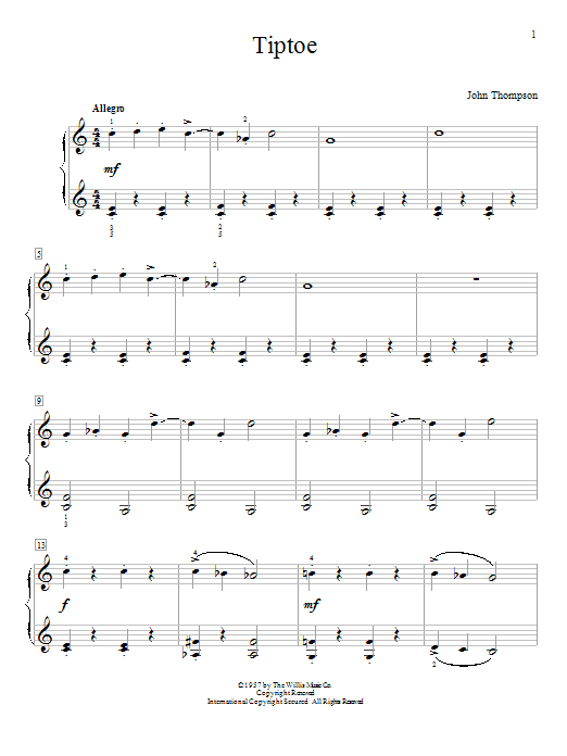 Download John Thompson Tiptoe Sheet Music and learn how to play Easy Piano PDF digital score in minutes
