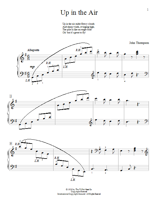 Download John Thompson Up In The Air Sheet Music and learn how to play Easy Piano PDF digital score in minutes