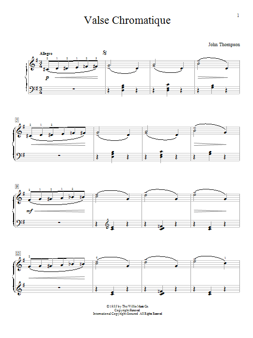 Download John Thompson Valse Chromatique Sheet Music and learn how to play Easy Piano PDF digital score in minutes