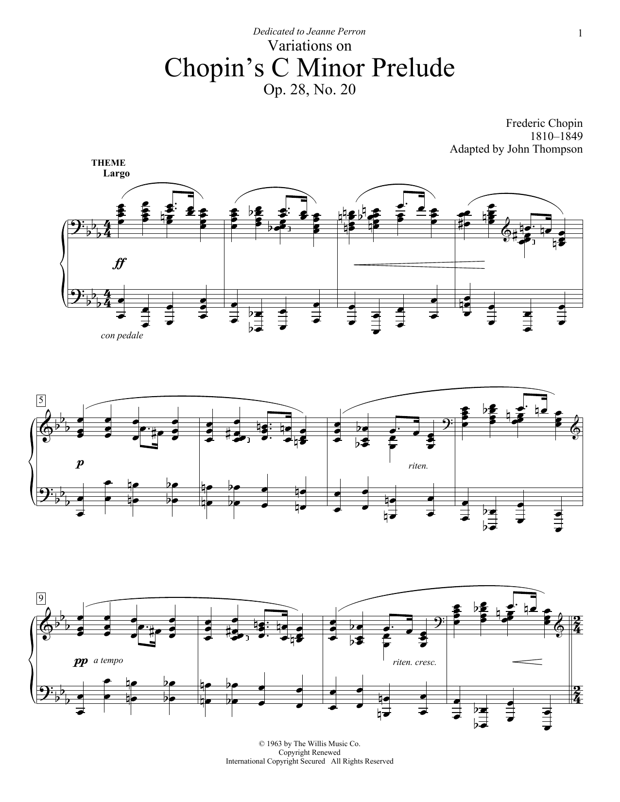 Download John Thompson Variations On Chopin's C Minor Prelude Sheet Music and learn how to play Easy Piano PDF digital score in minutes