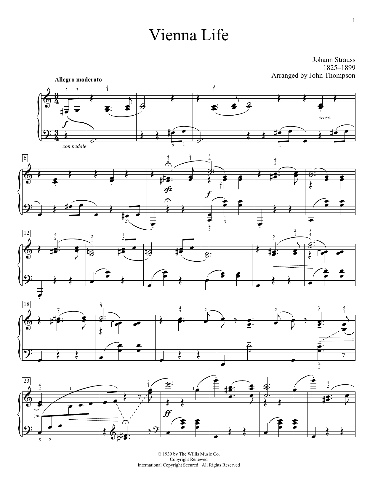 Download John Thompson Vienna Life Sheet Music and learn how to play Easy Piano PDF digital score in minutes
