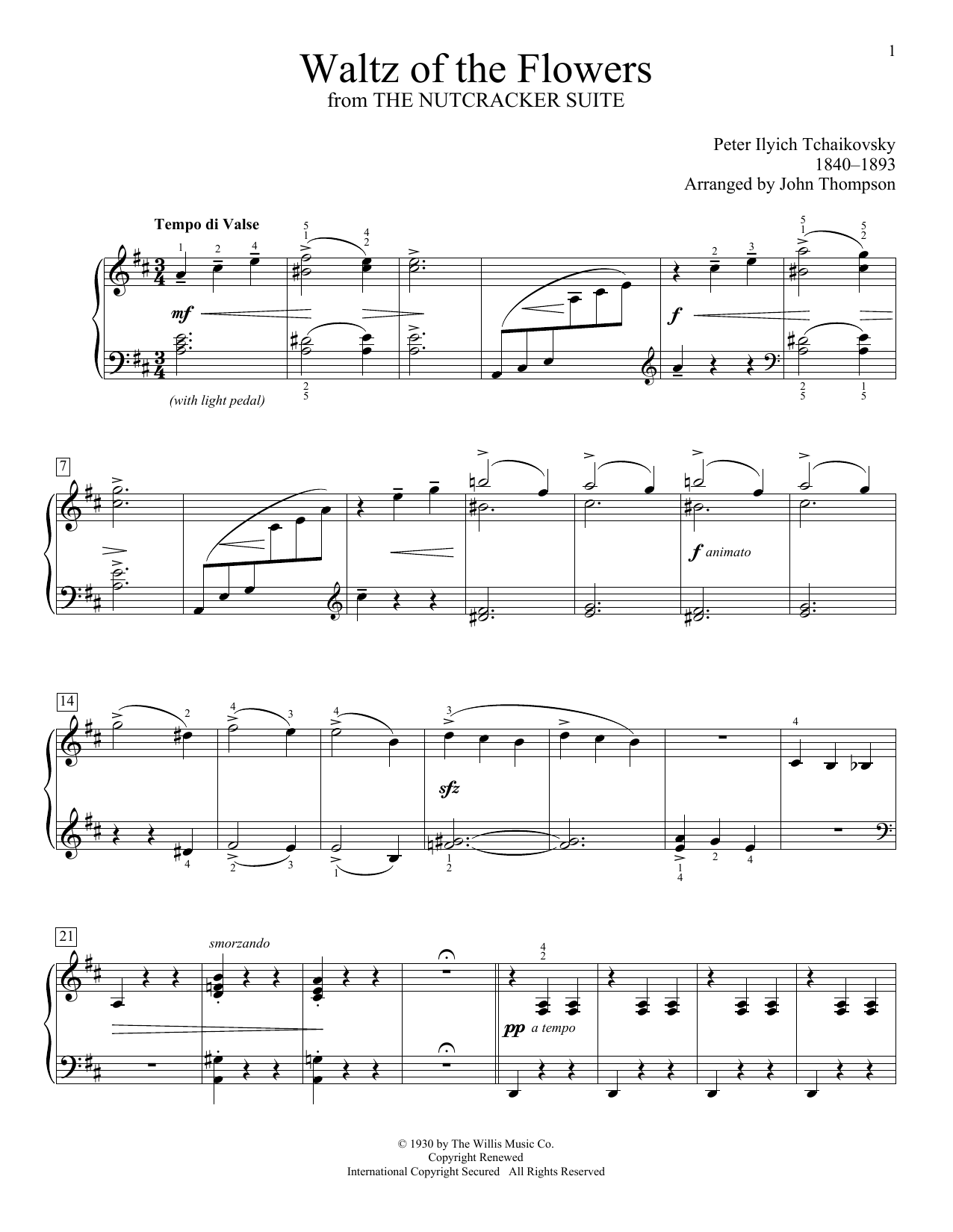 Download John Thompson Waltz Of The Flowers Sheet Music and learn how to play Easy Piano PDF digital score in minutes