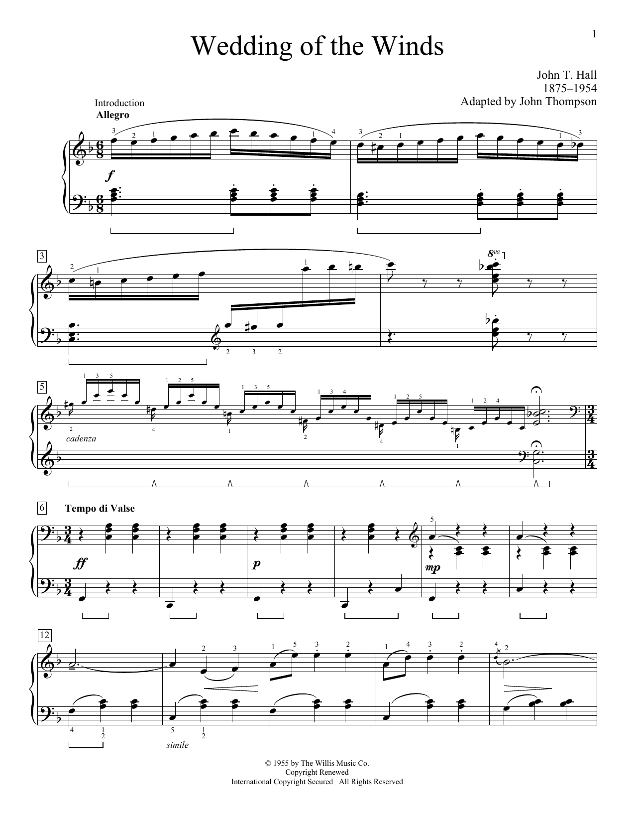 Download John T. Hall Wedding Of The Winds Sheet Music and learn how to play Easy Piano PDF digital score in minutes