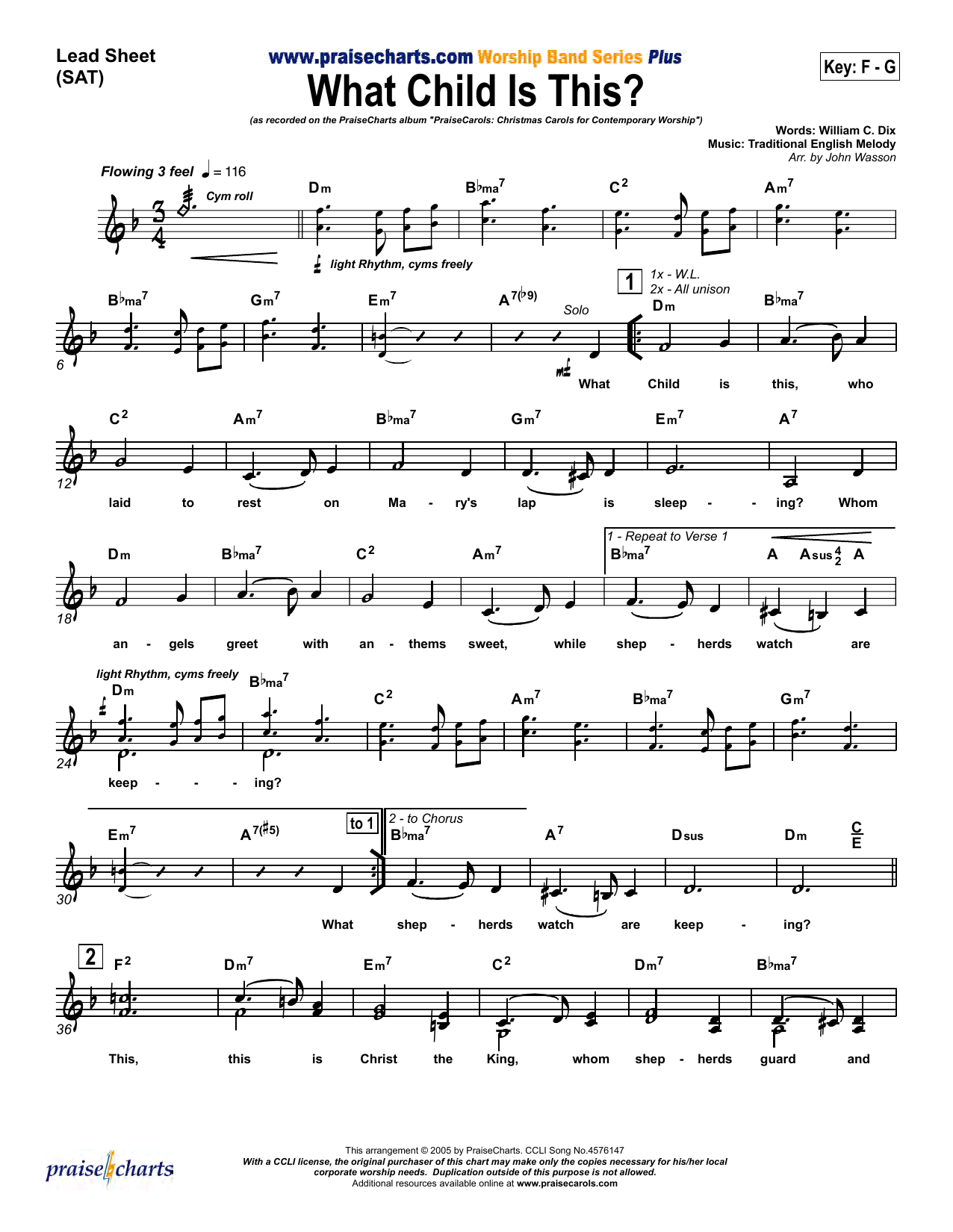 Download John Wasson What Child Is This Sheet Music and learn how to play Lead Sheet / Fake Book PDF digital score in minutes