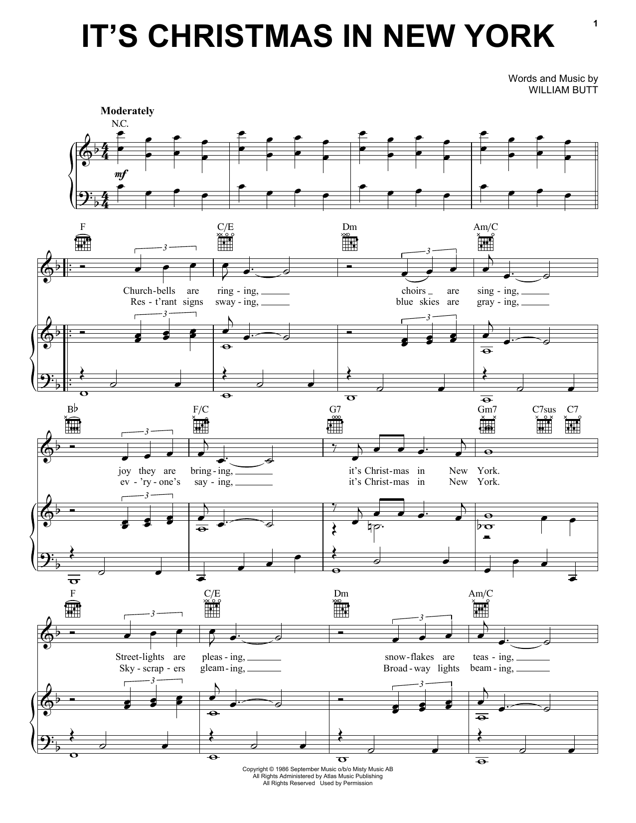 Download John Wesley Shipp It's Christmas In New York Sheet Music and learn how to play Easy Guitar PDF digital score in minutes