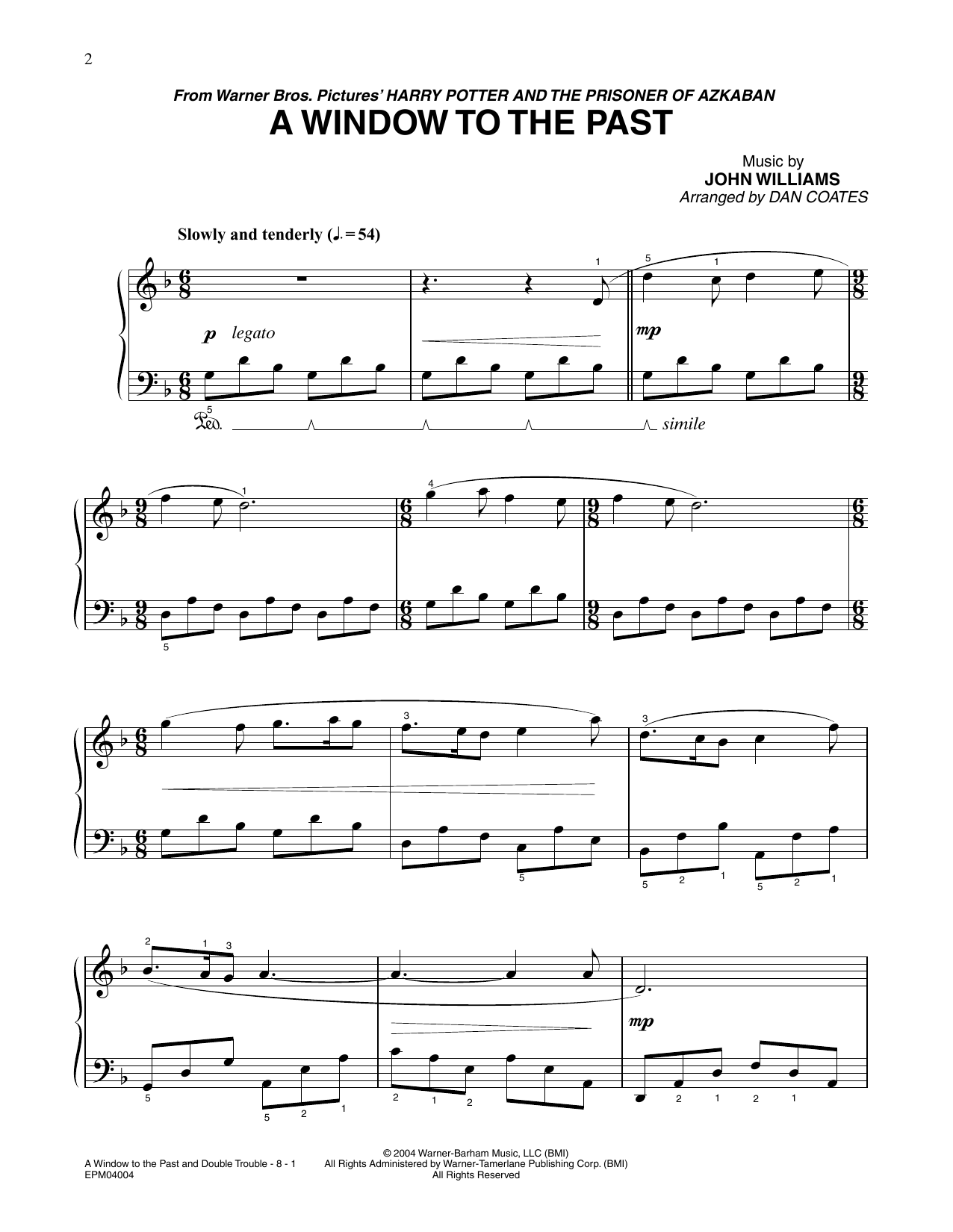 Download John Williams A Window To The Past (from Harry Potter) (arr. Dan Coates) Sheet Music and learn how to play Easy Piano PDF digital score in minutes