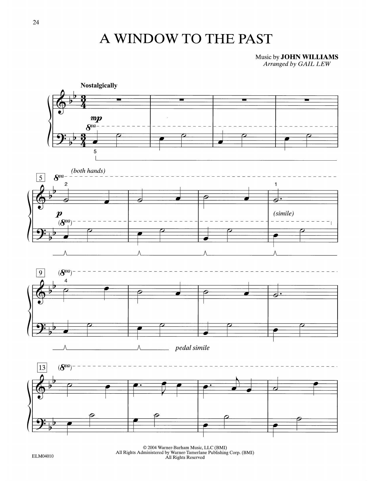 Download John Williams A Window To The Past (from Harry Potter) (arr. Gail Lew) Sheet Music and learn how to play Easy Piano PDF digital score in minutes