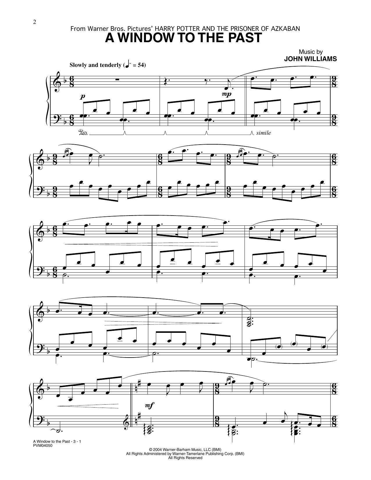 Download John Williams A Window To The Past (from Harry Potter) Sheet Music and learn how to play Piano Solo PDF digital score in minutes
