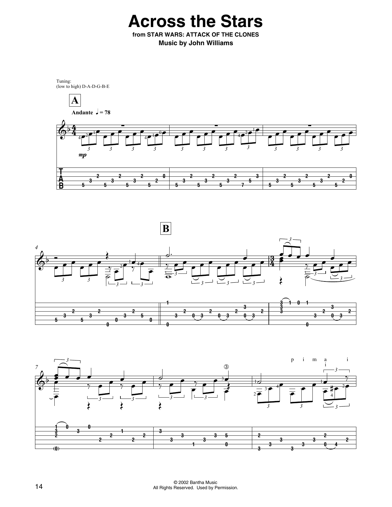 Download John Williams Across The Stars (from Star Wars: Attack Of The Clones) (arr. David Jaggs) Sheet Music and learn how to play Solo Guitar PDF digital score in minutes