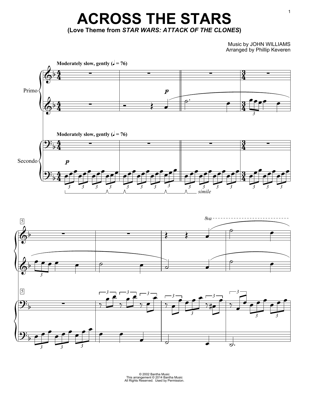 Download Phillip Keveren Across The Stars (Love Theme from STAR WARS: ATTACK OF THE CLONES) Sheet Music and learn how to play Piano PDF digital score in minutes