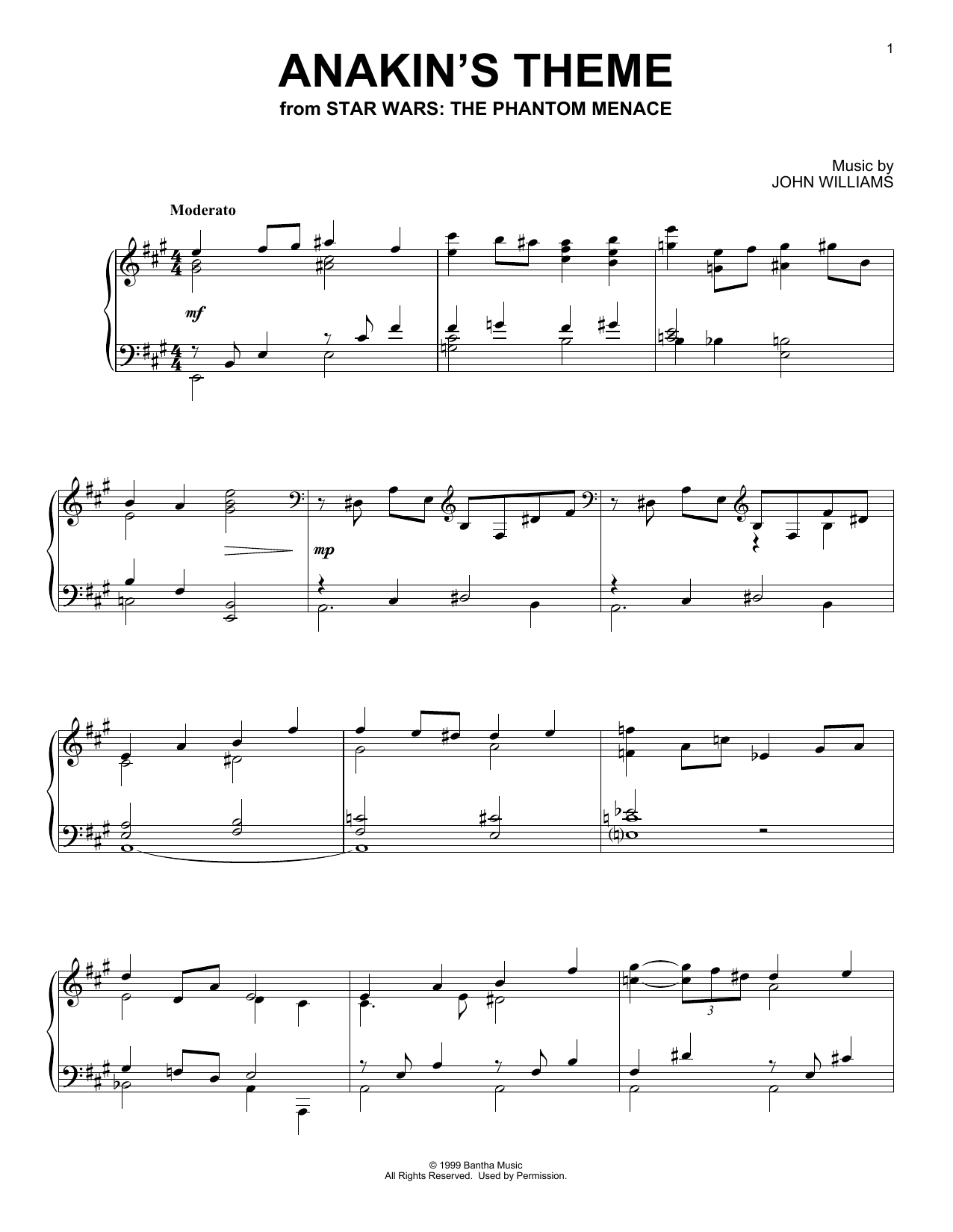 Download John Williams Anakin's Theme (from Star Wars: The Phantom Menace) Sheet Music and learn how to play Piano Solo PDF digital score in minutes