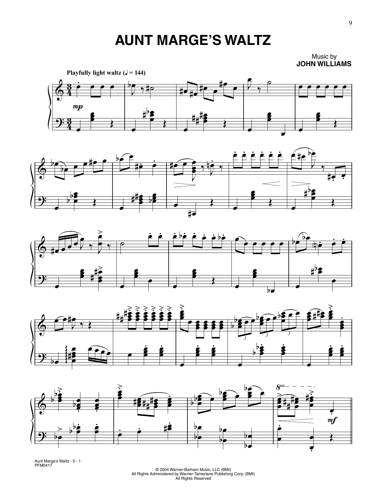 Download John Williams Aunt Marge's Waltz (from Harry Potter And The Prisoner Of Azkaban) Sheet Music and learn how to play Piano Solo PDF digital score in minutes