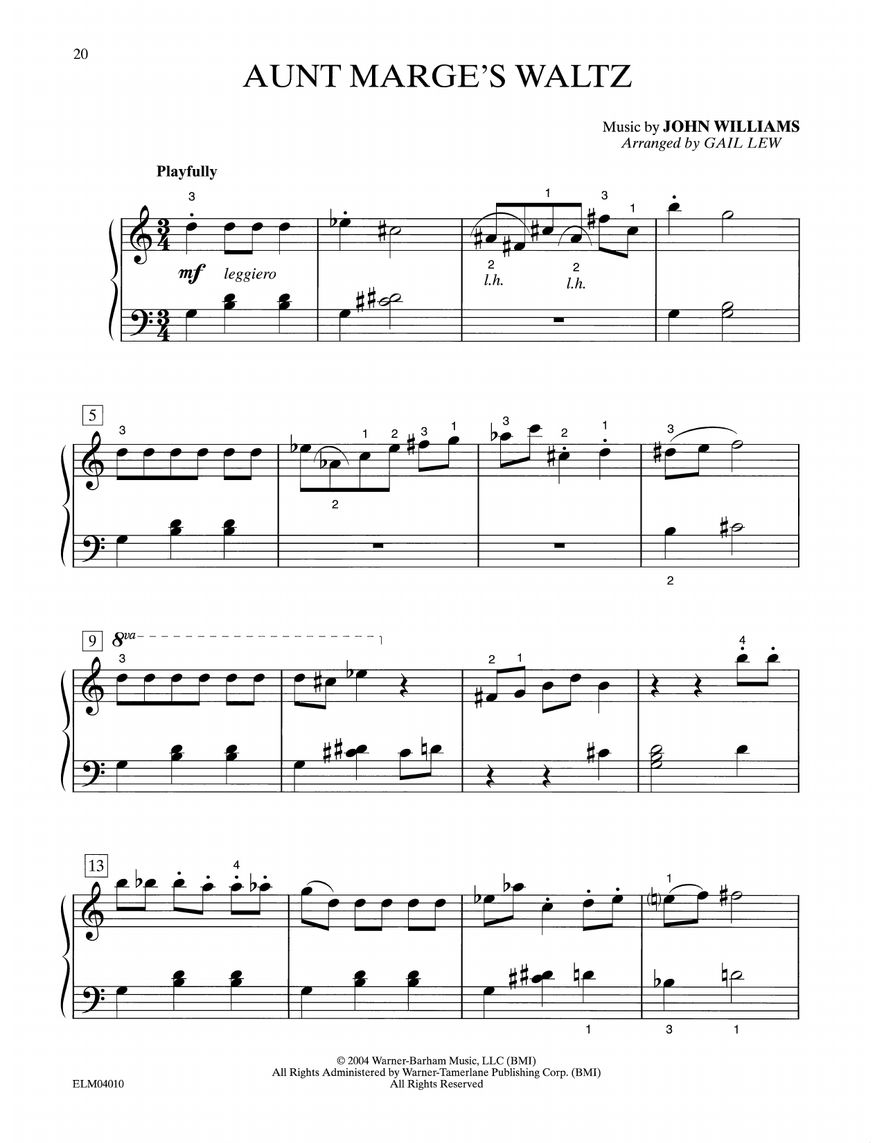 Download John Williams Aunt Marge's Waltz (from Harry Potter) (arr. Gail Lew) Sheet Music and learn how to play Easy Piano PDF digital score in minutes