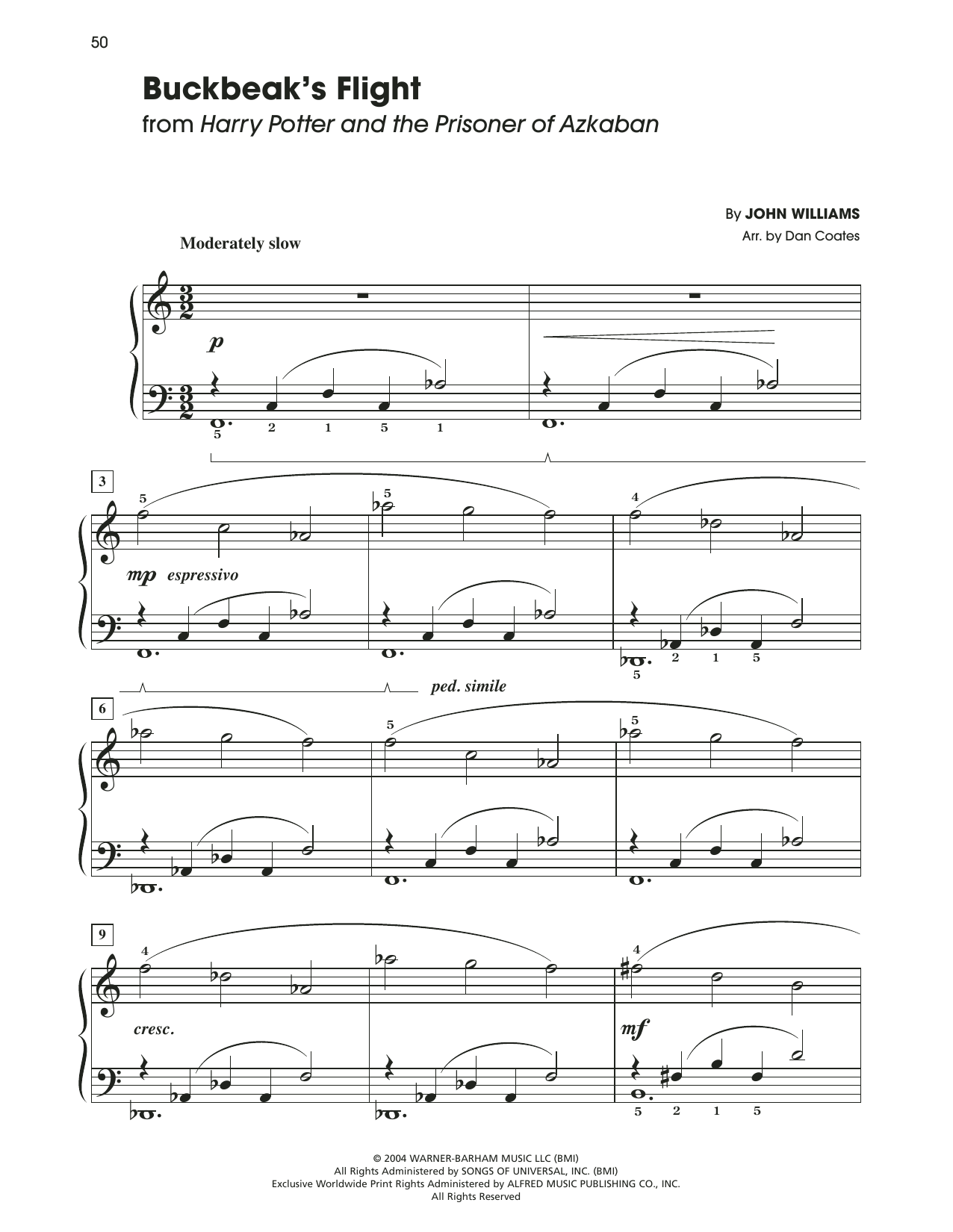 Download John Williams Buckbeak's Flight (from Harry Potter) (arr. Dan Coates) Sheet Music and learn how to play Easy Piano PDF digital score in minutes