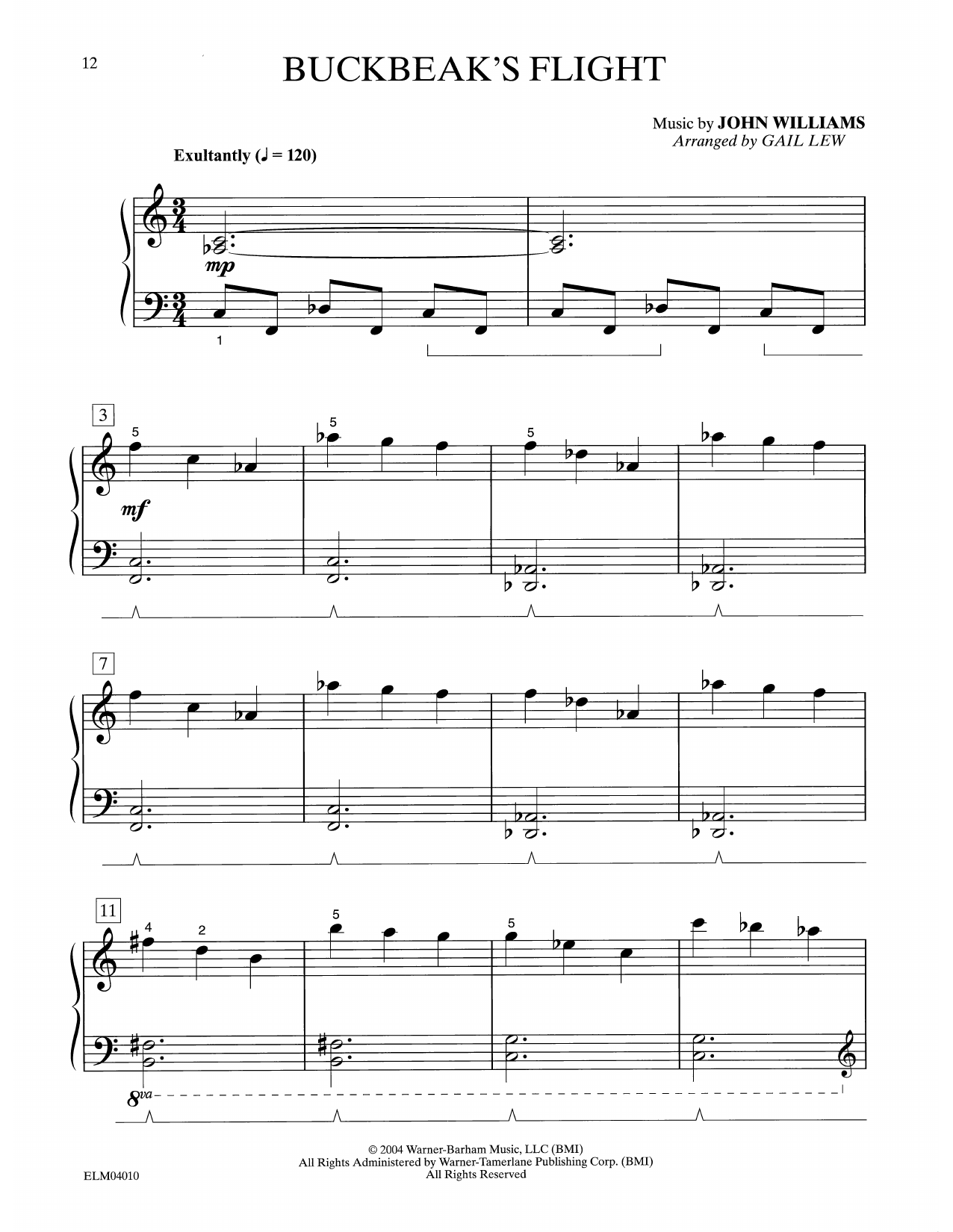 Download John Williams Buckbeak's Flight (from Harry Potter) (arr. Gail Lew) Sheet Music and learn how to play Easy Piano PDF digital score in minutes