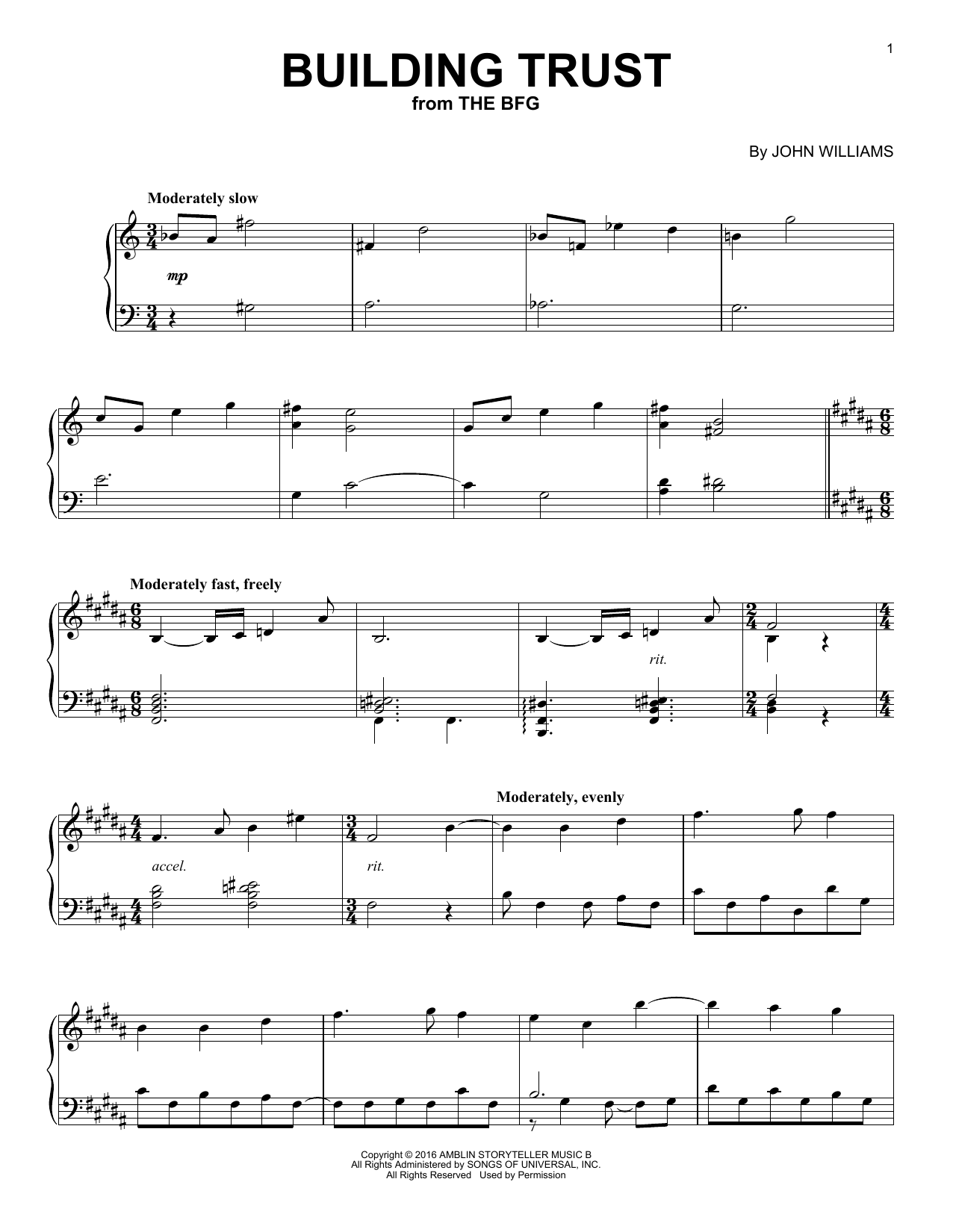 Download John Williams Building Trust Sheet Music and learn how to play Piano PDF digital score in minutes