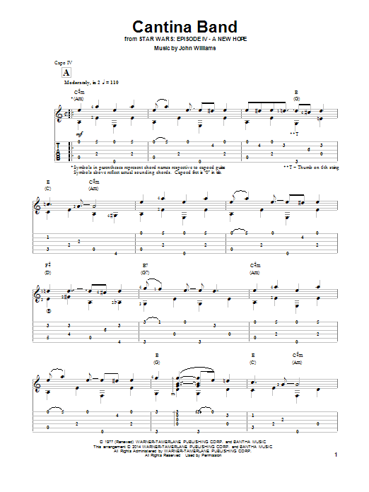 Download Ben Woolman Cantina Band Sheet Music and learn how to play Guitar Tab PDF digital score in minutes