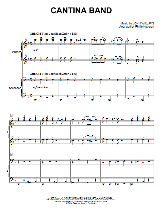 Download John Williams Cantina Band (from Star Wars: A New Hope) (arr. Phillip Keveren) Sheet Music and learn how to play Big Note Piano PDF digital score in minutes