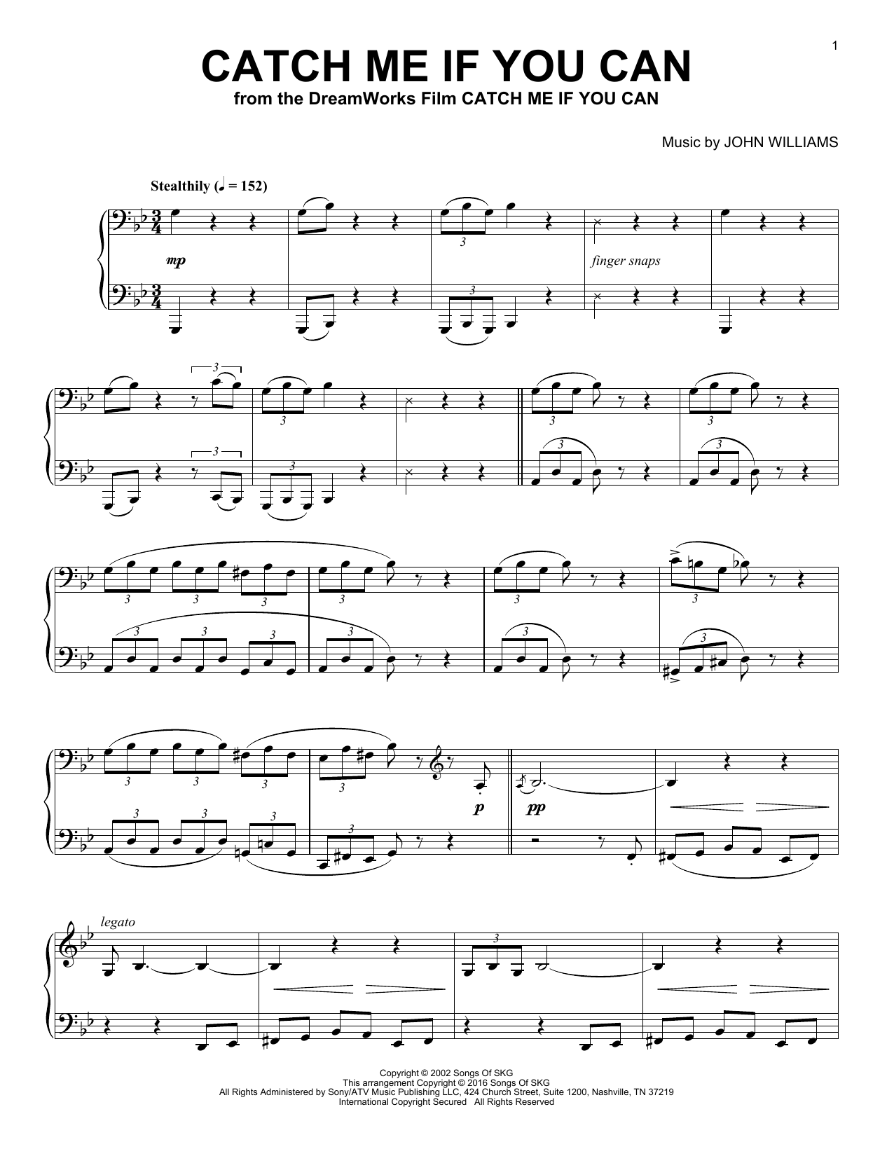 Download John Williams Catch Me If You Can Sheet Music and learn how to play Easy Piano PDF digital score in minutes