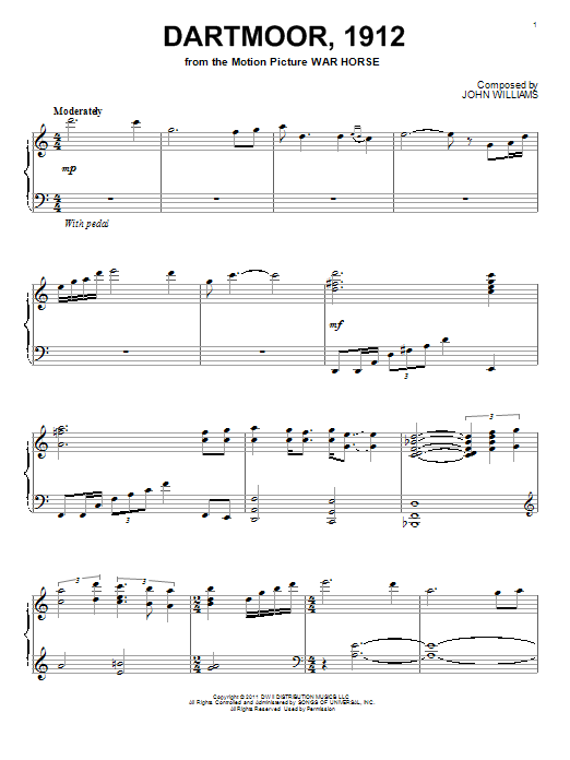 Download John Williams Dartmoor, 1912 Sheet Music and learn how to play Piano PDF digital score in minutes