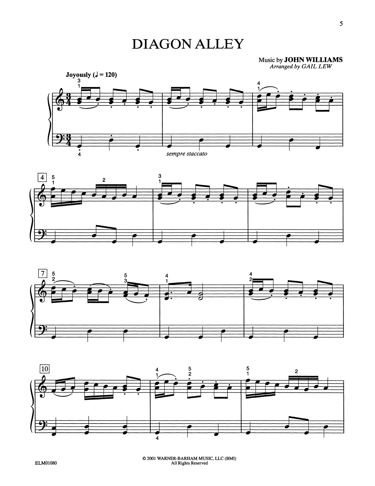 Download John Williams Diagon Alley And The Gringotts Vault (from Harry Potter) (arr. Gail Lew) Sheet Music and learn how to play Easy Piano PDF digital score in minutes