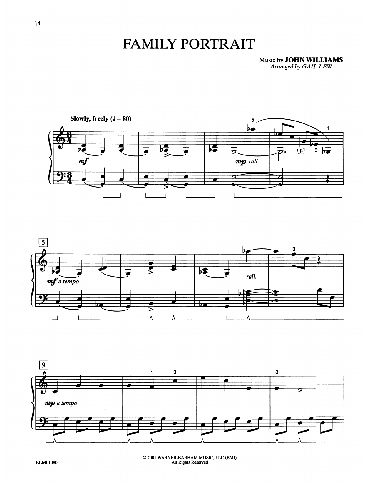 Download John Williams Family Portrait (from Harry Potter) (arr. Gail Lew) Sheet Music and learn how to play Easy Piano PDF digital score in minutes