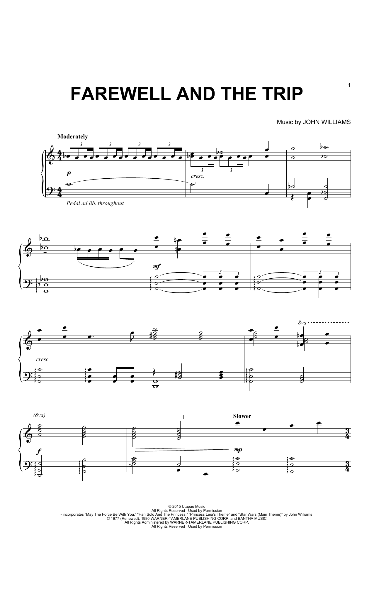 Download John Williams Farewell And The Trip Sheet Music and learn how to play Easy Piano PDF digital score in minutes