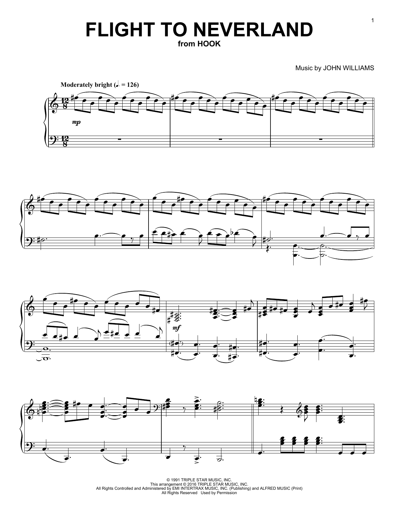 Download John Williams Flight To Neverland Sheet Music and learn how to play Piano PDF digital score in minutes