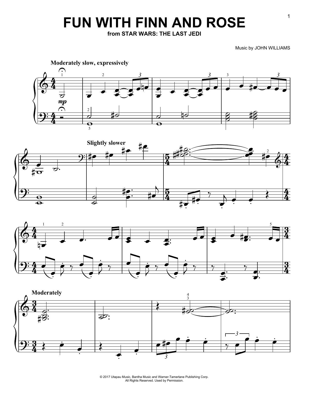 Download John Williams Fun With Finn And Rose Sheet Music and learn how to play Easy Piano PDF digital score in minutes