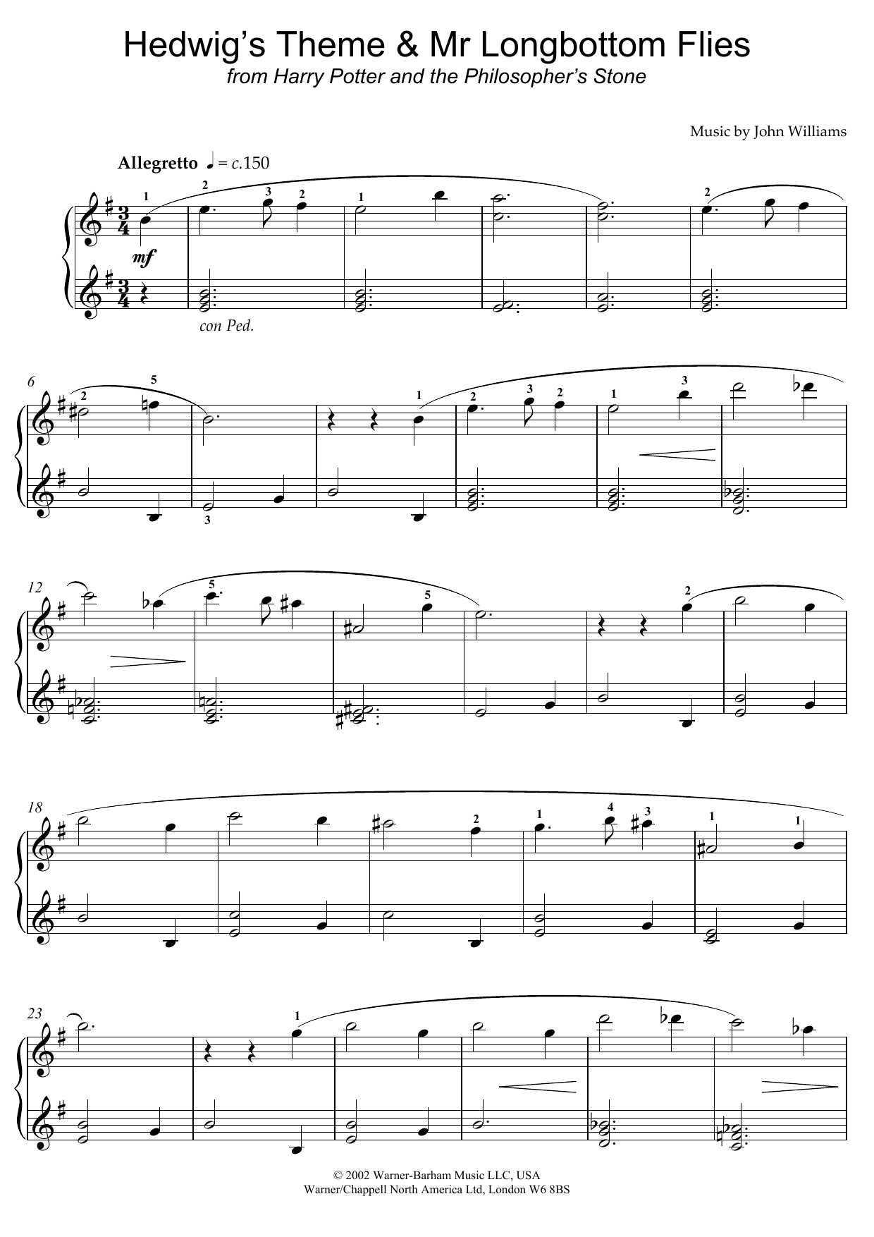 Download John Williams Hedwig's Theme and Mr Longbottom Flies (from Harry Potter and the Philosopher's Sheet Music and learn how to play Piano Solo PDF digital score in minutes