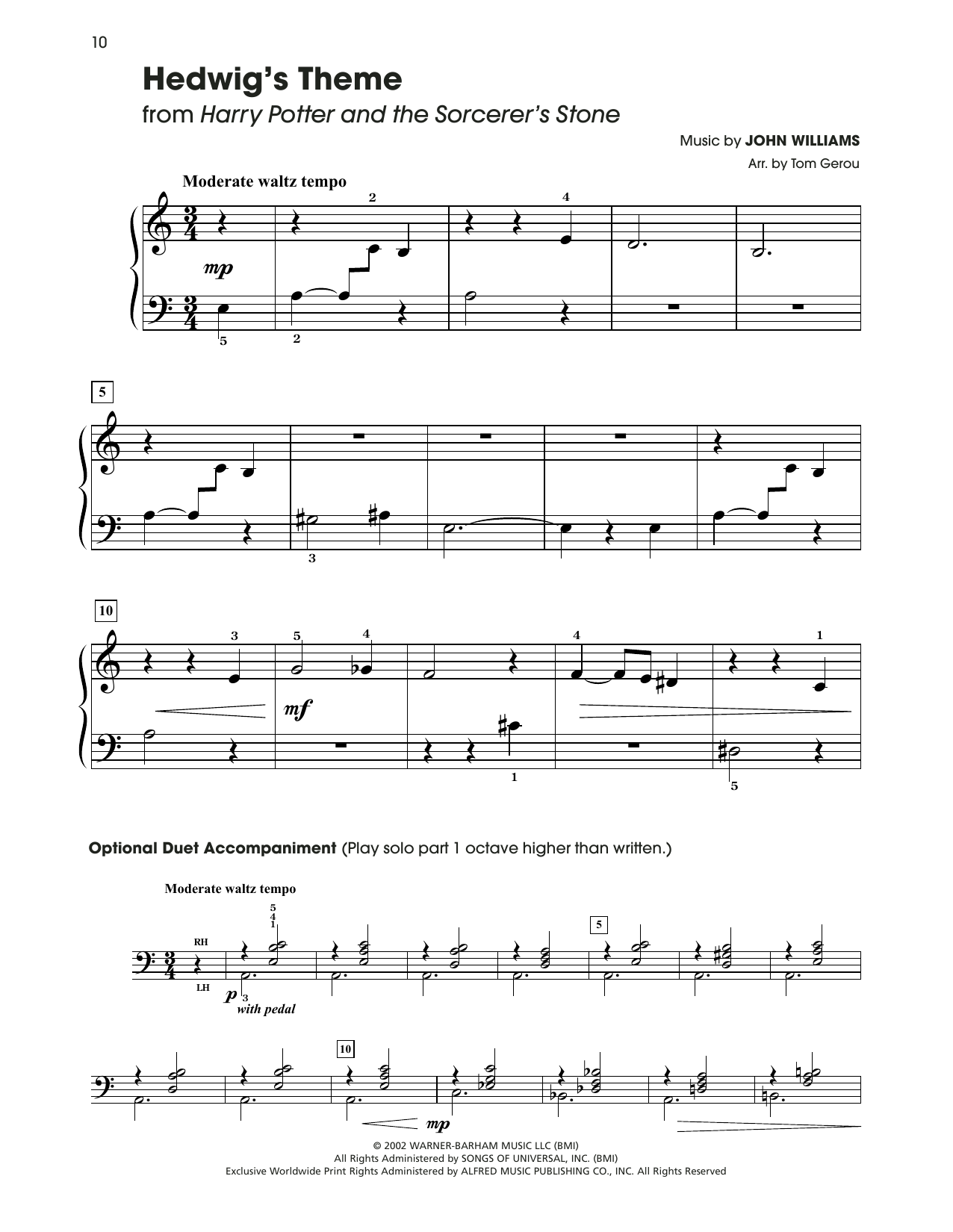 Download John Williams Hedwig's Theme (from Harry Potter) (arr. Tom Gerou) Sheet Music and learn how to play 5-Finger Piano PDF digital score in minutes