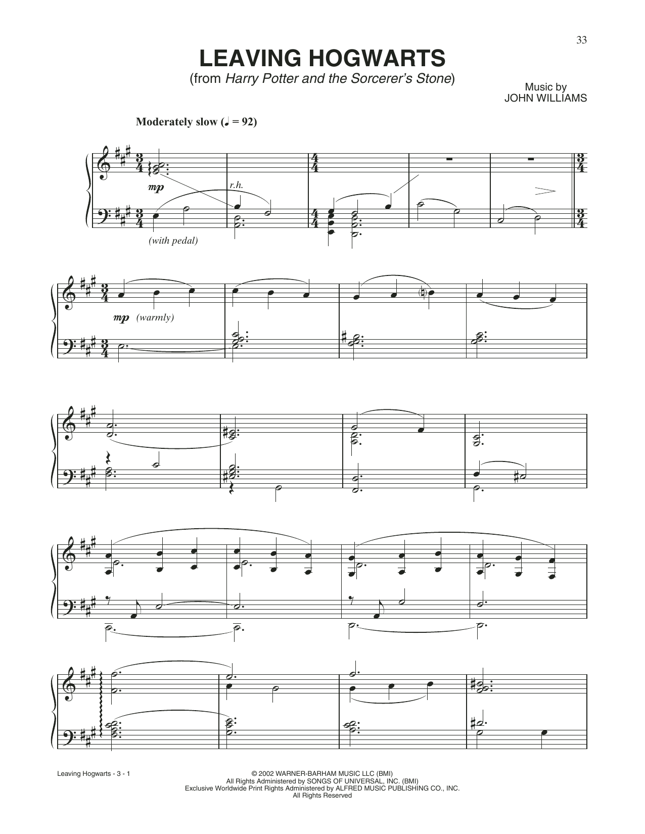 Download John Williams Leaving Hogwarts (from Harry Potter) Sheet Music and learn how to play Piano Solo PDF digital score in minutes