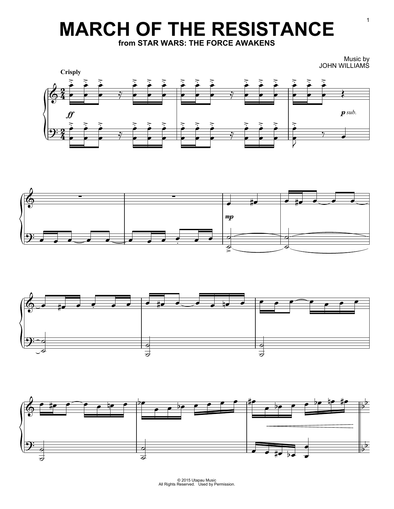 Download John Williams March Of The Resistance Sheet Music and learn how to play Piano (Big Notes) PDF digital score in minutes