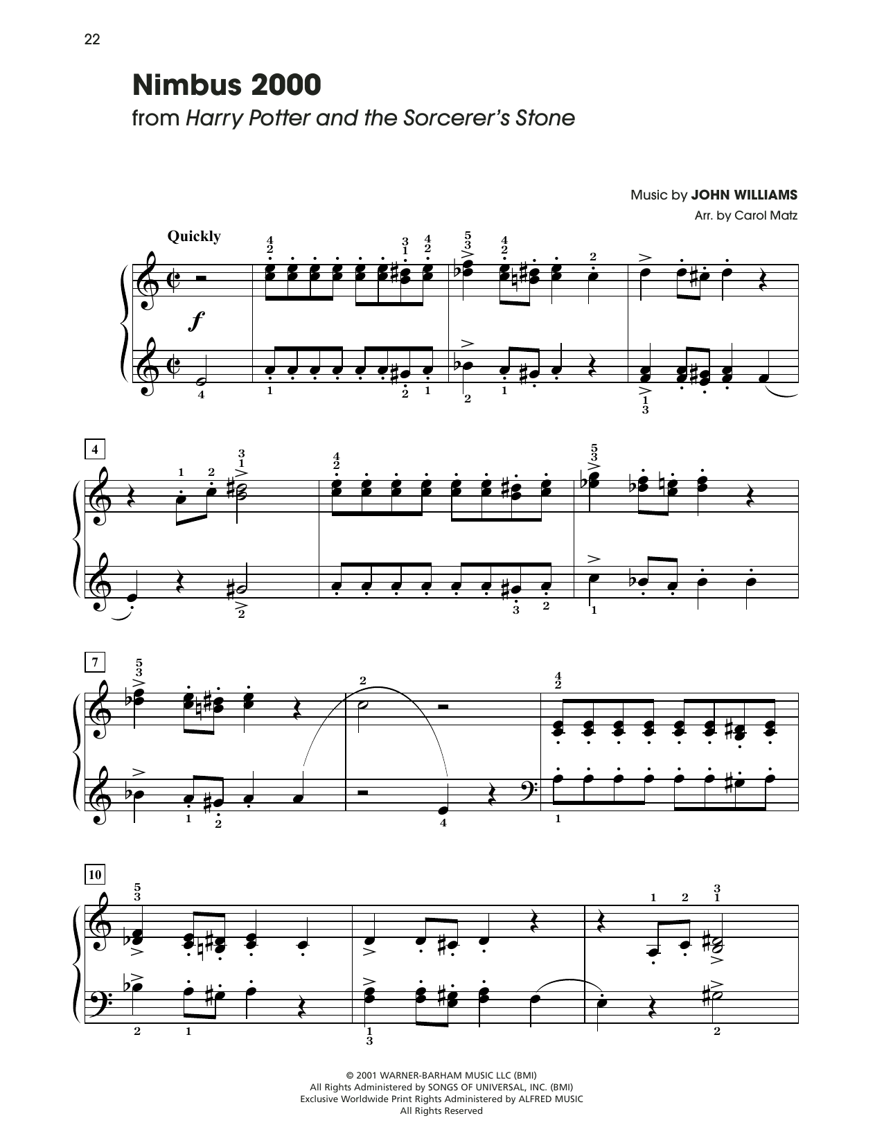 Download John Williams Nimbus 2000 (arr. Carol Matz) Sheet Music and learn how to play Big Note Piano PDF digital score in minutes