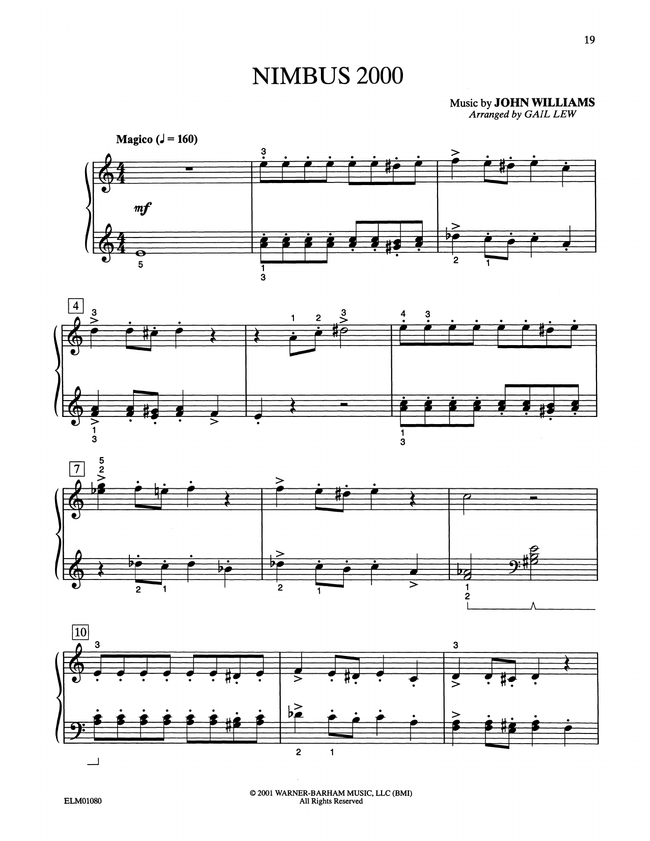 Download John Williams Nimbus 2000 (from Harry Potter) (arr. Gail Lew) Sheet Music and learn how to play Easy Piano PDF digital score in minutes