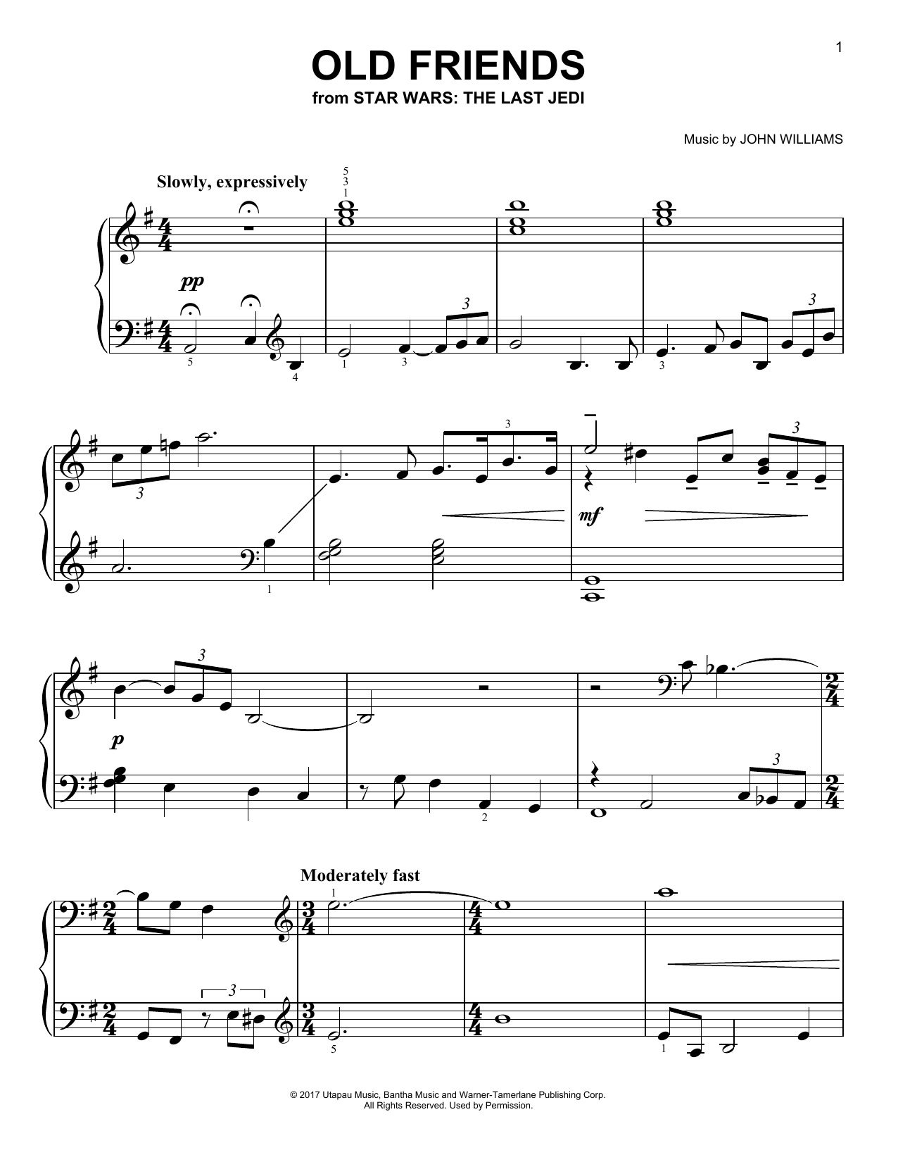 Download John Williams Old Friends Sheet Music and learn how to play Easy Piano PDF digital score in minutes