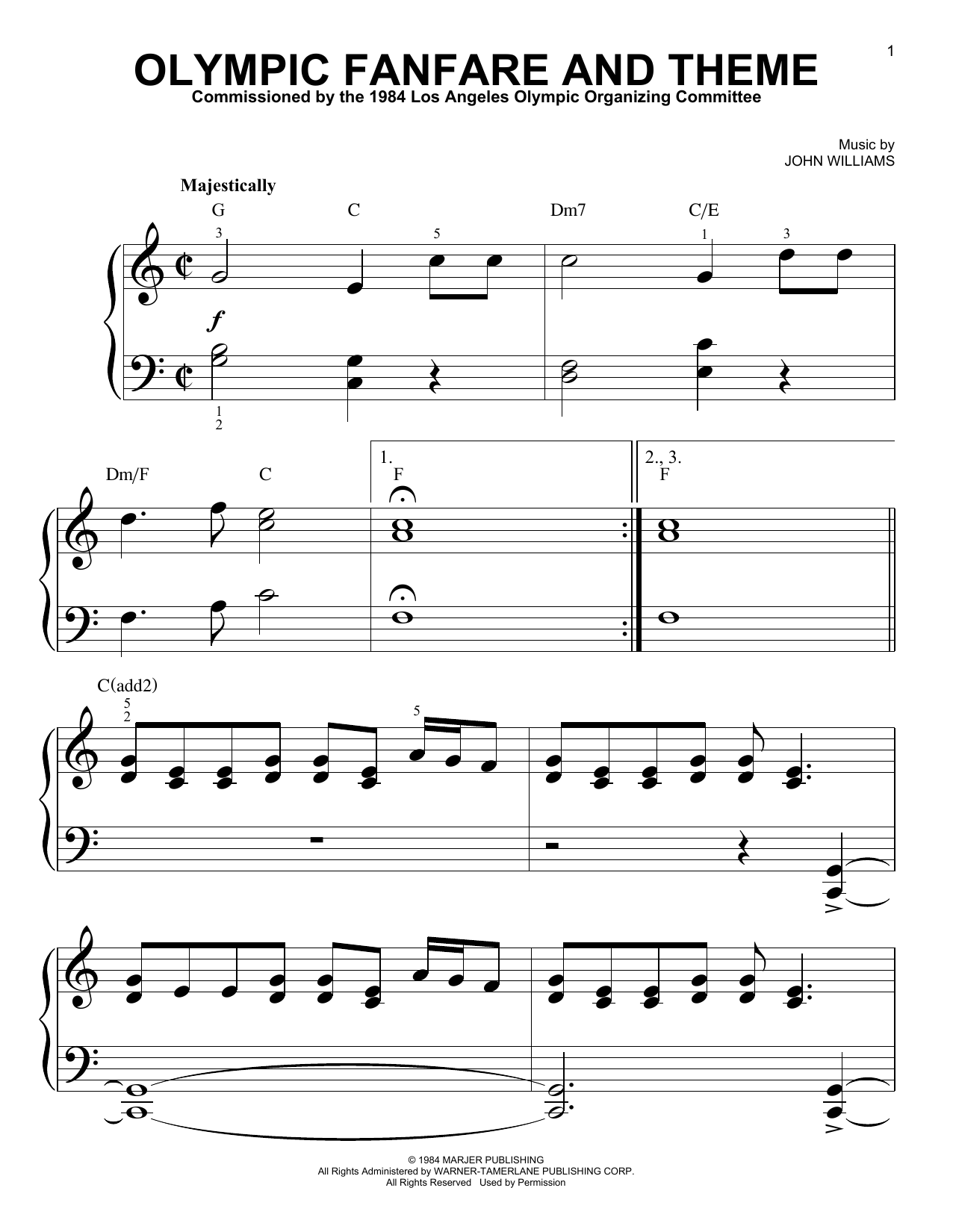 Download John Williams Olympic Fanfare And Theme Sheet Music and learn how to play Piano PDF digital score in minutes