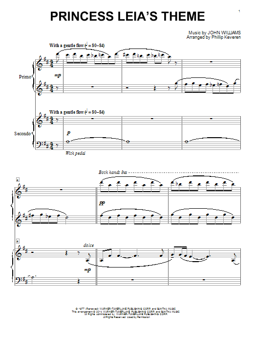Download Phillip Keveren Princess Leia's Theme Sheet Music and learn how to play Piano Duet PDF digital score in minutes