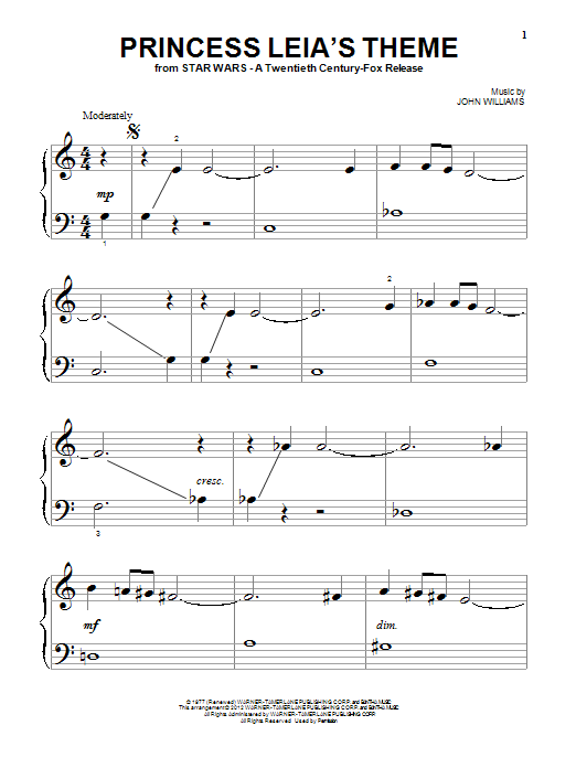 Download John Williams Princess Leia's Theme Sheet Music and learn how to play Accordion PDF digital score in minutes