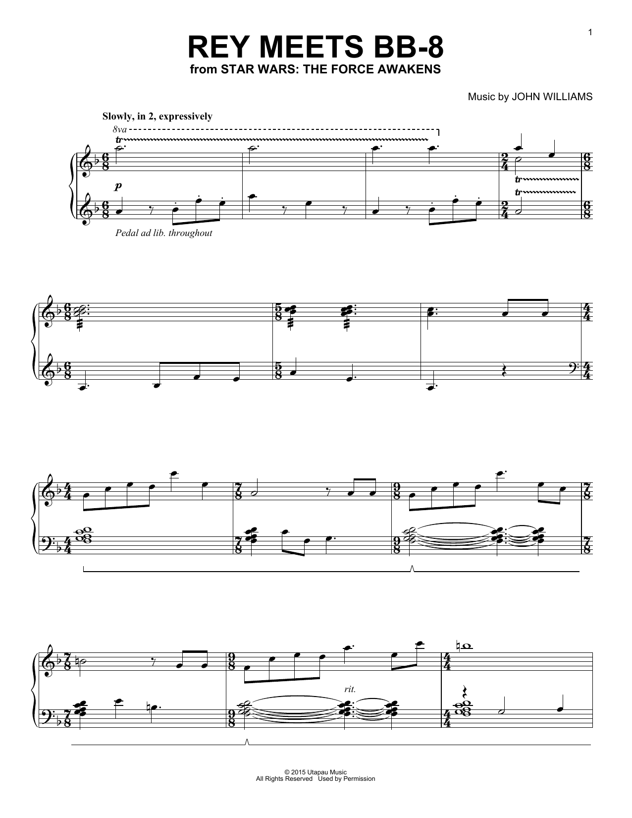 Download John Williams Rey Meets BB-8 Sheet Music and learn how to play Piano PDF digital score in minutes