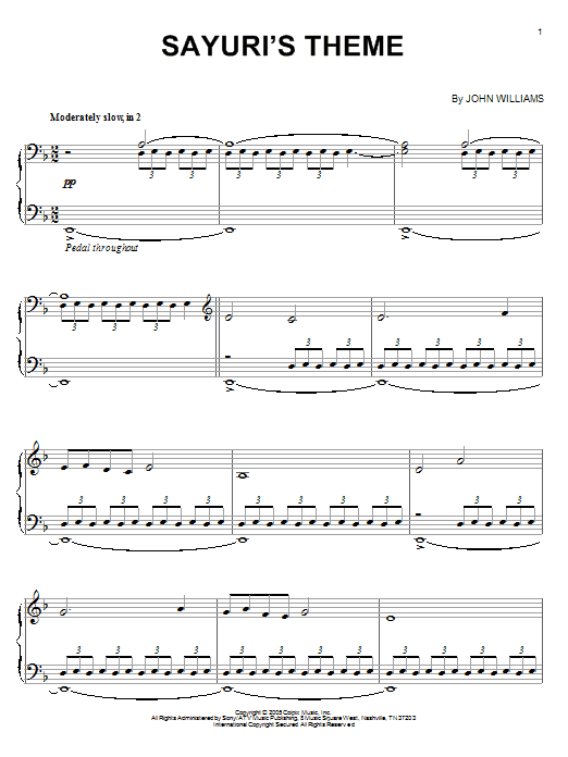 Download John Williams Sayuri's Theme (from Memoirs Of A Geisha) Sheet Music and learn how to play Piano PDF digital score in minutes