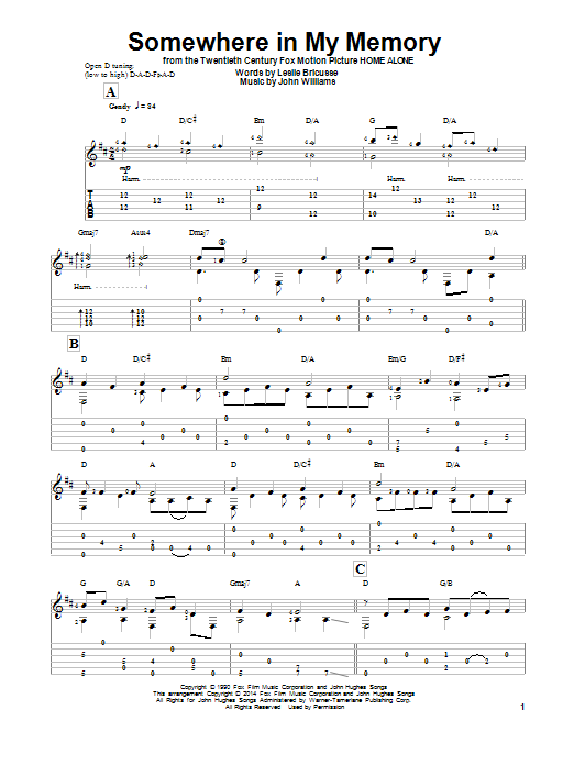 Download Ben Woolman Somewhere In My Memory Sheet Music and learn how to play Guitar Tab PDF digital score in minutes