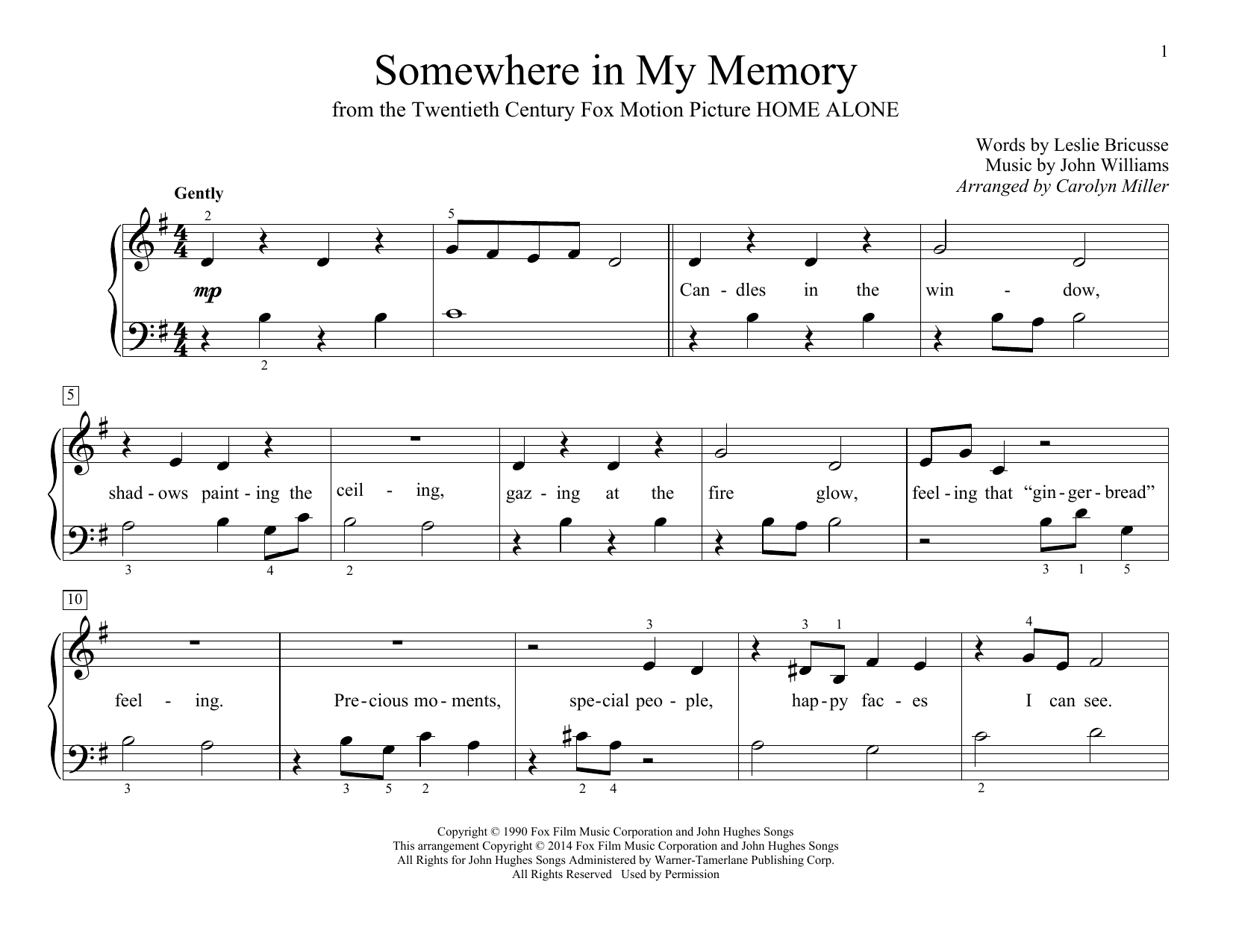 Download John Williams Somewhere In My Memory Sheet Music and learn how to play Easy Piano PDF digital score in minutes